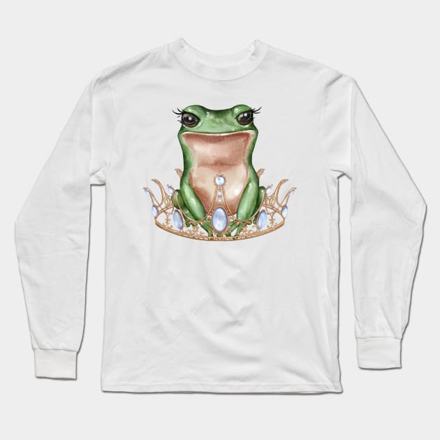 Cute frog with crown Long Sleeve T-Shirt by Artishilik